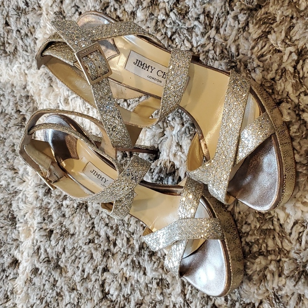 Jimmy Choo Glittering Silver Heels